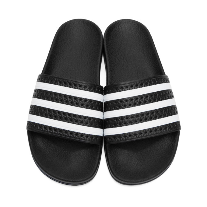 ADIDAS ORIGINALS ADIDAS ORIGINALS BLACK AND WHITE ADILETTE SLIDES