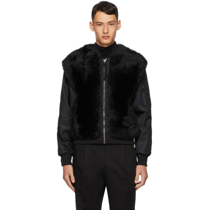 MR & MRS ITALY BLACK NICK WOOSTER EDITION LAMB FUR BOMBER JACKET