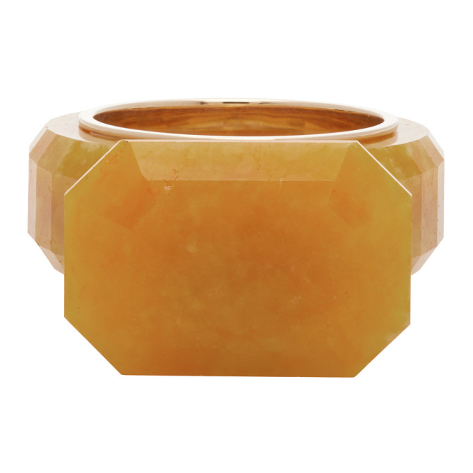 BOTTEGA VENETA GOLD & YELLOW FACETED RING