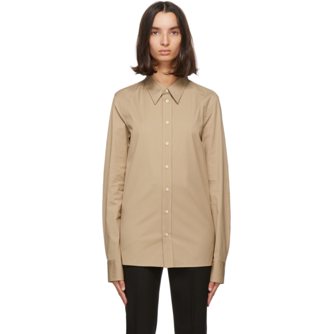 BOTTEGA VENETA BEIGE COTTON POPLIN SHIRT