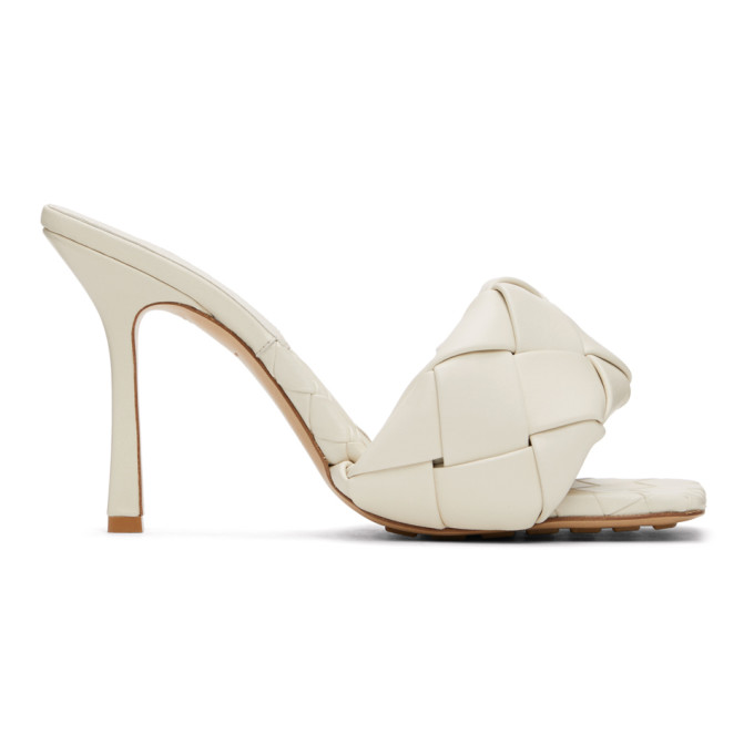 Bottega Veneta Off White Intrecciato Lido Heeled Sandals Modesens