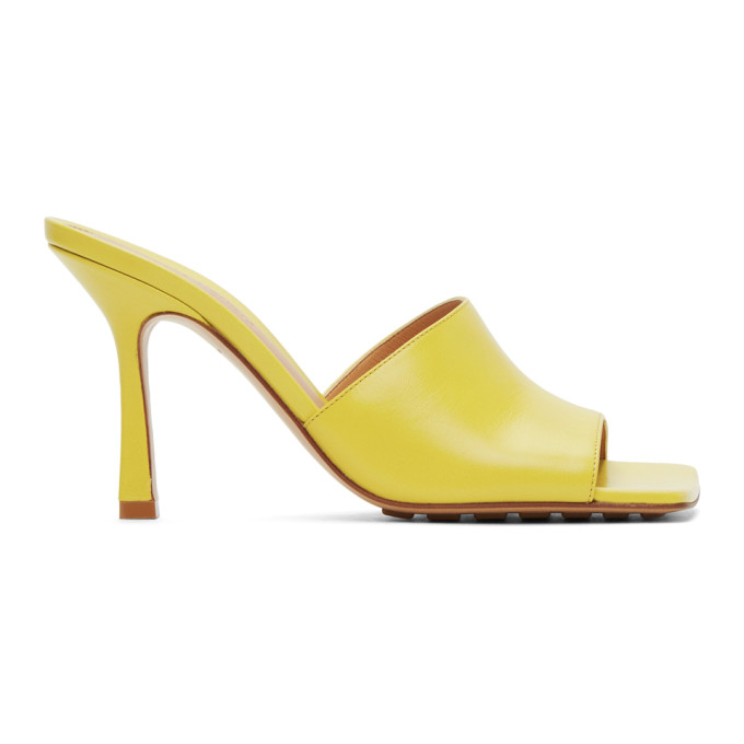 Shop Bottega Veneta Yellow Stretch Heeled Sandals In 7102 Pear