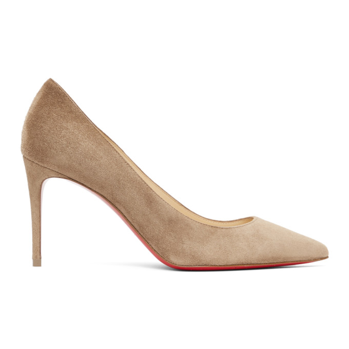 Click to view more detailed imagery on our partner's website Christian Louboutin Kate 85mm Suede Red Sole Pumps In C626 Fennec