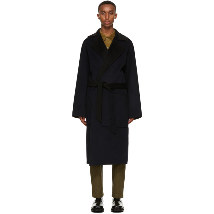 NANUSHKA NANUSHKA NAVY AND BLACK WOOL TIMO COAT