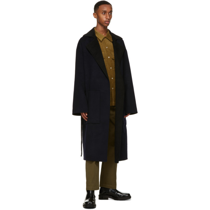 NANUSHKA NANUSHKA NAVY AND BLACK WOOL TIMO COAT