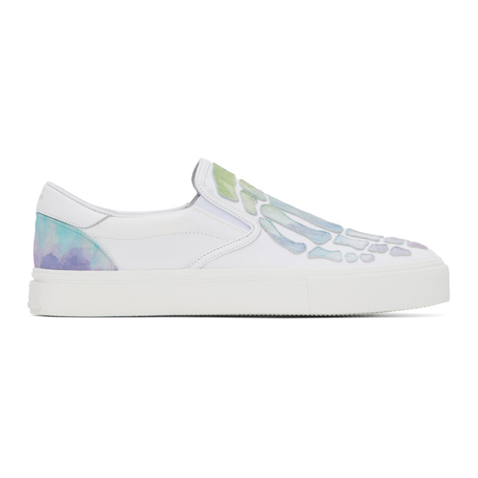 Amiri Skeleton Leather-appliqué Slip-on Canvas Trainers In White | ModeSens