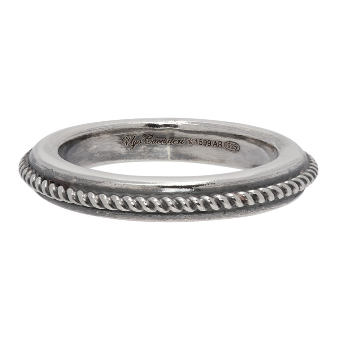 Ugo Cacciatori Silver Edge & Cable Ring