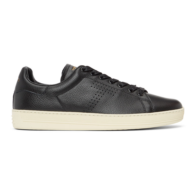 TOM FORD BLACK GRAINED LEATHER WARWICK SNEAKERS