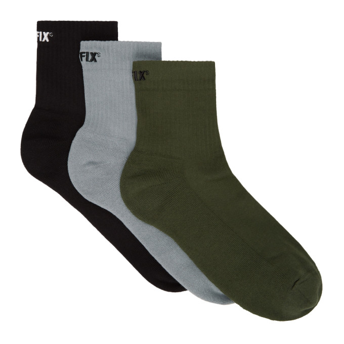 AFFIX THREE-PACK MULTICOLOR SHORT RIB SOCKS