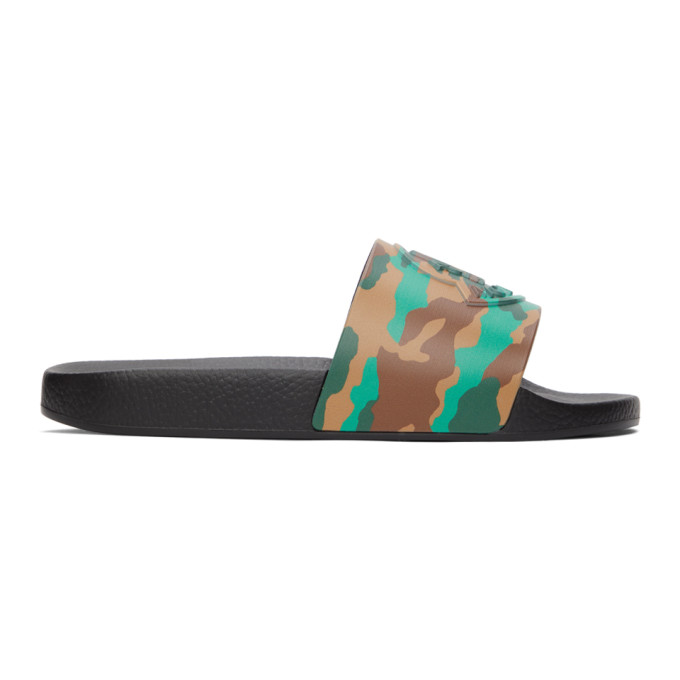 MONCLER BLACK CAMO BASILE SLIDES