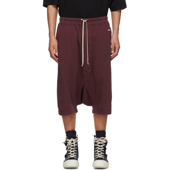 RICK OWENS DRKSHDW BURGUNDY PODS SHORTS