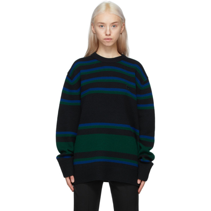 Click to view more detailed imagery on our partner's website Acne Studios Black & Blue Striped Wool Sweater In Ahj Blackbl