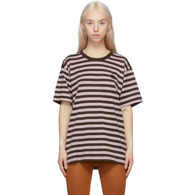 Click to view more detailed imagery on our partner's website Acne Studios Striped Logo T-shirt Lilac Purple In Adi Lilac