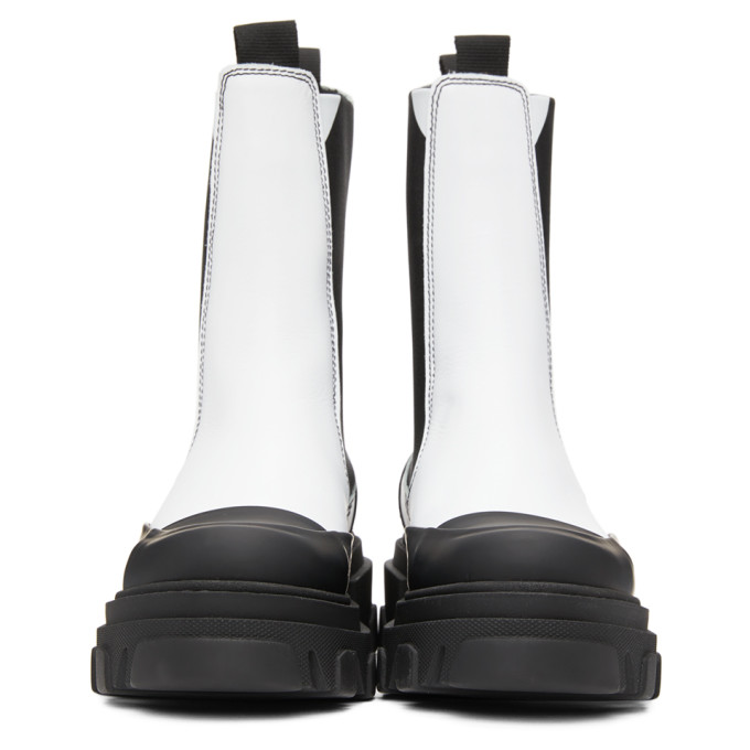 GANNI GANNI WHITE LEATHER MID-CALF CHELSEA BOOTS