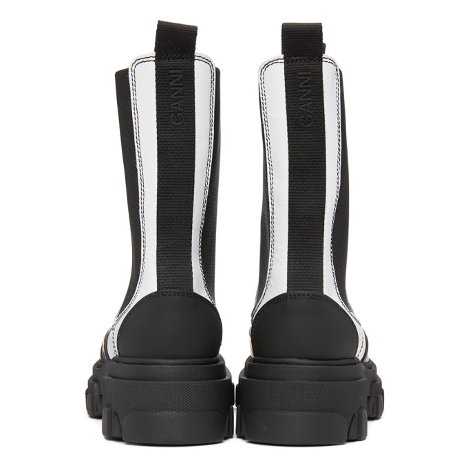 GANNI GANNI WHITE LEATHER MID-CALF CHELSEA BOOTS