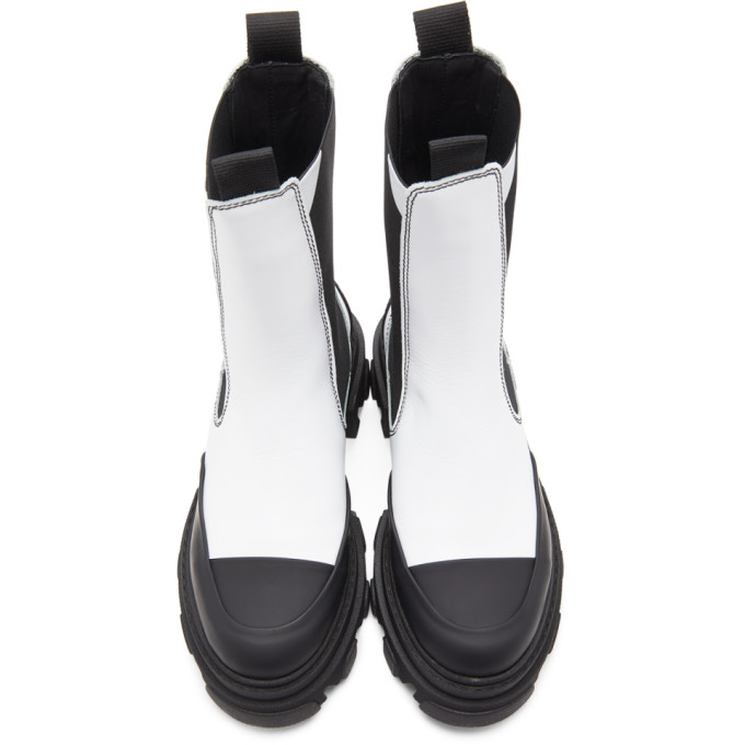 GANNI GANNI WHITE LEATHER MID-CALF CHELSEA BOOTS
