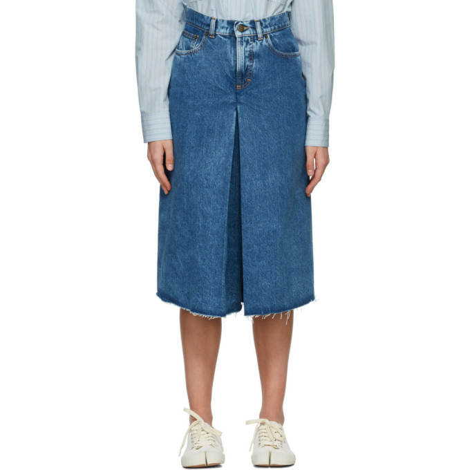 MAISON MARGIELA BLUE DENIM SPLICED SHORTS