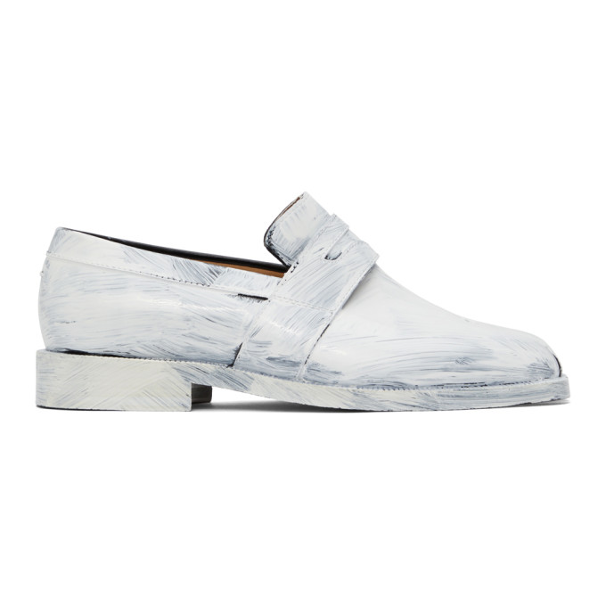 MAISON MARGIELA BLACK & WHITE PAINTED TABI LOAFERS