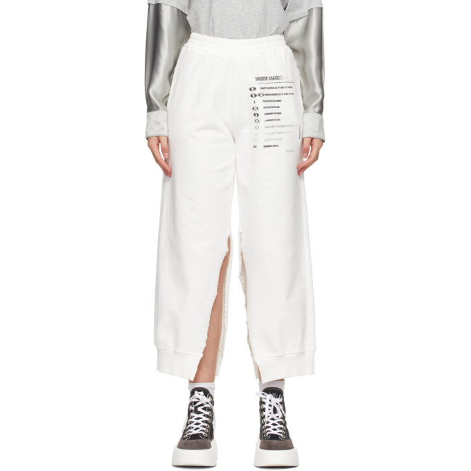 MM6 MAISON MARGIELA SSENSE EXCLUSIVE WHITE SPLIT LOUNGE trousers