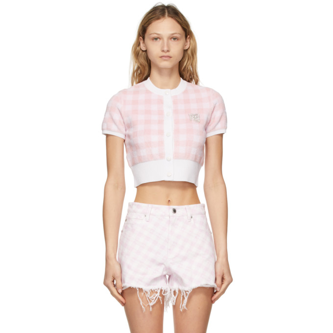 Alexander Wang Towel Gingham Polo Pullover Top in Cradle Pink