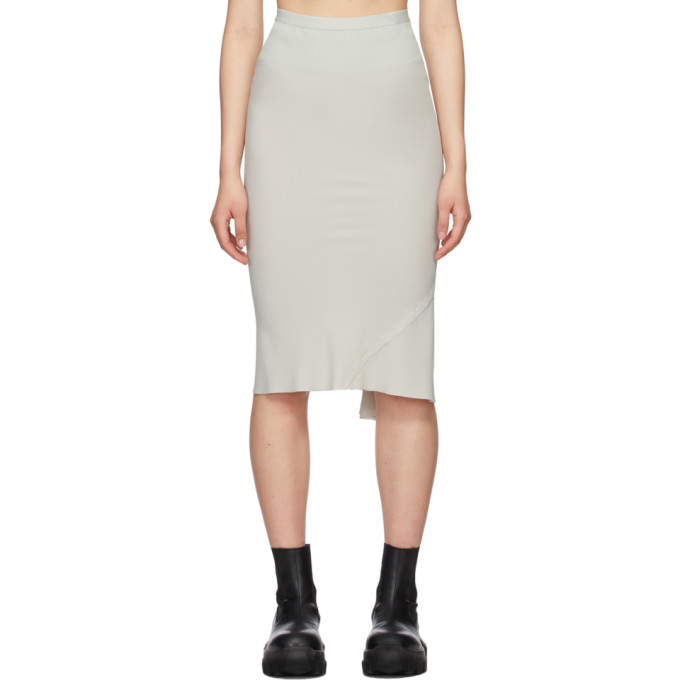 RICK OWENS GREY KNEE BIAS SKIRT