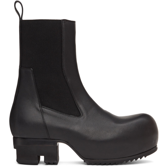 RICK OWENS BLACK BEATLE FIELD BOOTS