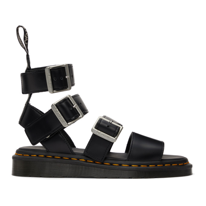 RICK OWENS BLACK DR. MARTENS EDITION GRYPHON HIGH SANDALS