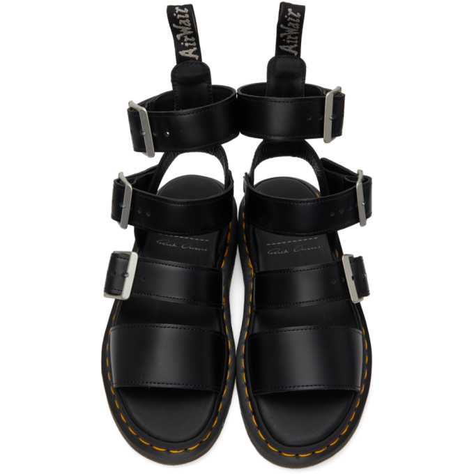RICK OWENS BLACK DR. MARTENS EDITION GRYPHON HIGH SANDALS