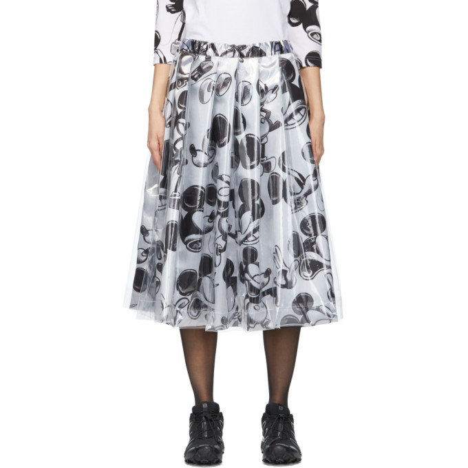 Comme Des Garçons X Mickey Mouse Print Satin Midi Skirt In 1 C Pattern