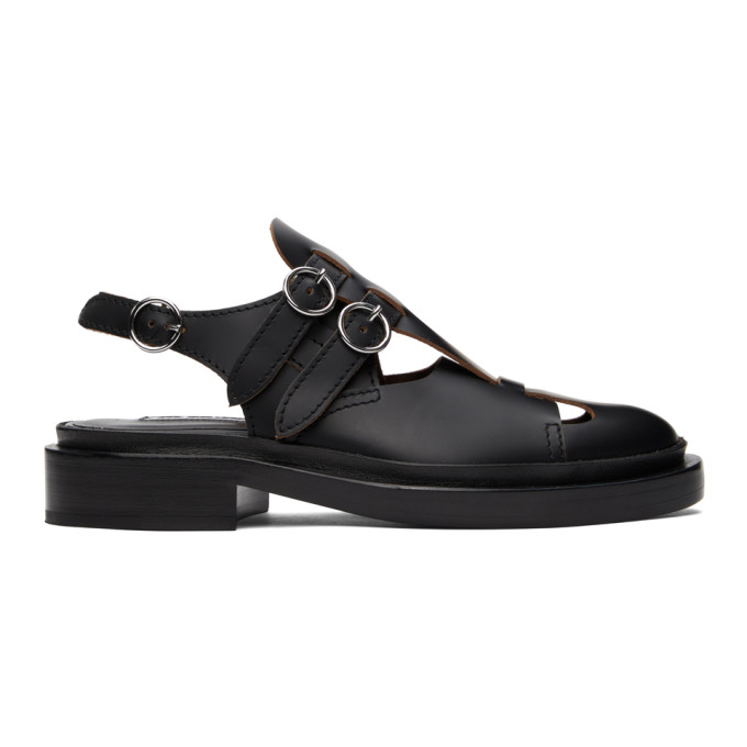 JIL SANDER BLACK ANTICK SLINGBACK LOAFERS