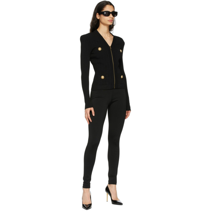 BALMAIN BALMAIN BLACK ZIPPED CARDIGAN