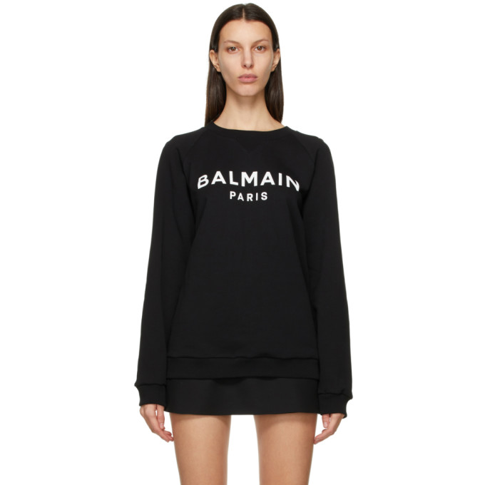 Click to view more detailed imagery on our partner's website Balmain Teen Gemstone-embellished Cotton Sweatshirt In Eab Blk/wh