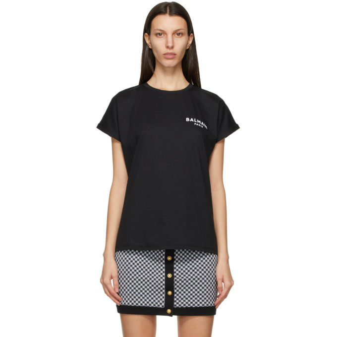 Click to view more detailed imagery on our partner's website Balmain Jersey Tee With Logo In Eab Blk/wh