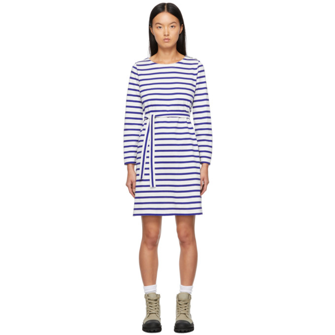 A.P.C. WHITE & BLUE FLORENCE DRESS