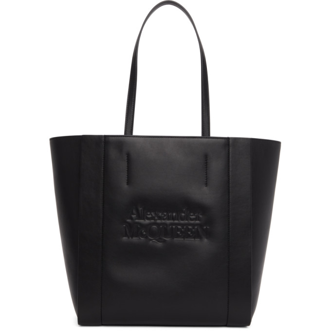 Click to view more detailed imagery on our partner's website Alexander Mcqueen Signature Shopper Leather Tote Bag In Black
