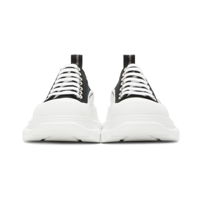 ALEXANDER MCQUEEN ALEXANDER MCQUEEN BLACK AND WHITE TREAD SLICK PLATFORM LOW SNEAKERS