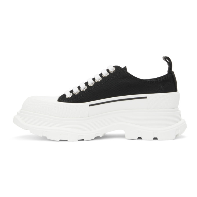 ALEXANDER MCQUEEN ALEXANDER MCQUEEN BLACK AND WHITE TREAD SLICK PLATFORM LOW SNEAKERS