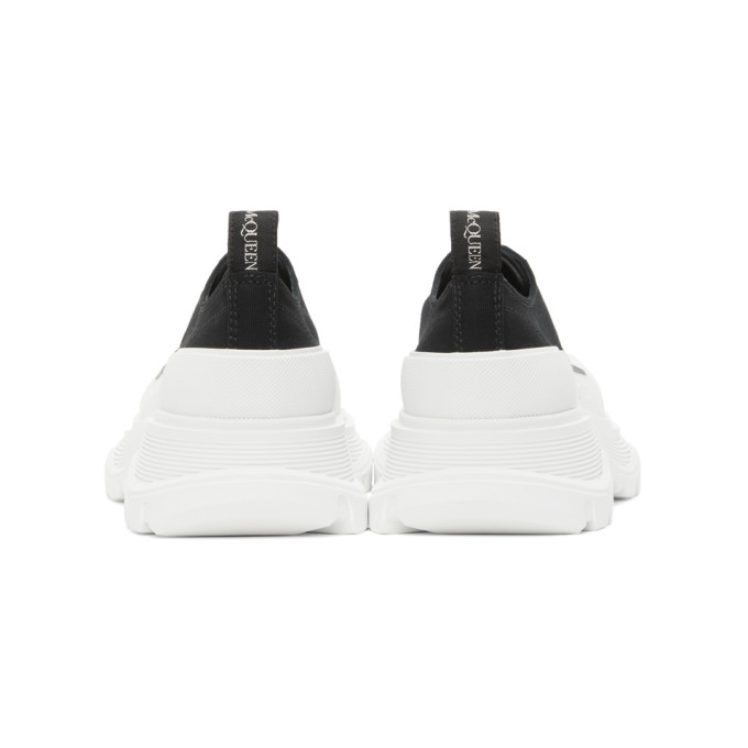 ALEXANDER MCQUEEN ALEXANDER MCQUEEN BLACK AND WHITE TREAD SLICK PLATFORM LOW SNEAKERS