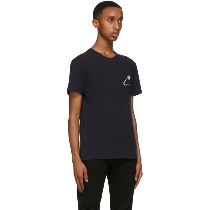 ALEXANDER MCQUEEN ALEXANDER MCQUEEN NAVY SAFETY PIN SKULL T-SHIRT