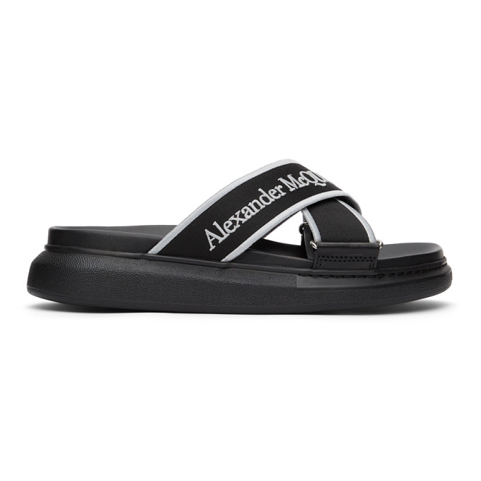 ALEXANDER MCQUEEN BLACK & SILVER OVERSIZED HYBRID SANDALS