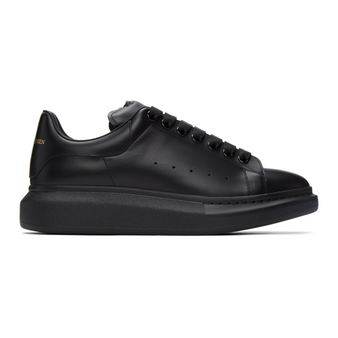 Alexander Mcqueen Oversized Leather And Velour Sneakers In 1000 Black ...