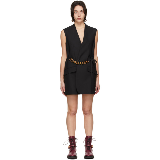 GIVENCHY BLACK WOOL CHAIN DRESS