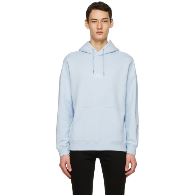 GIVENCHY BLUE EMBROIDERED REFRACTED HOODIE