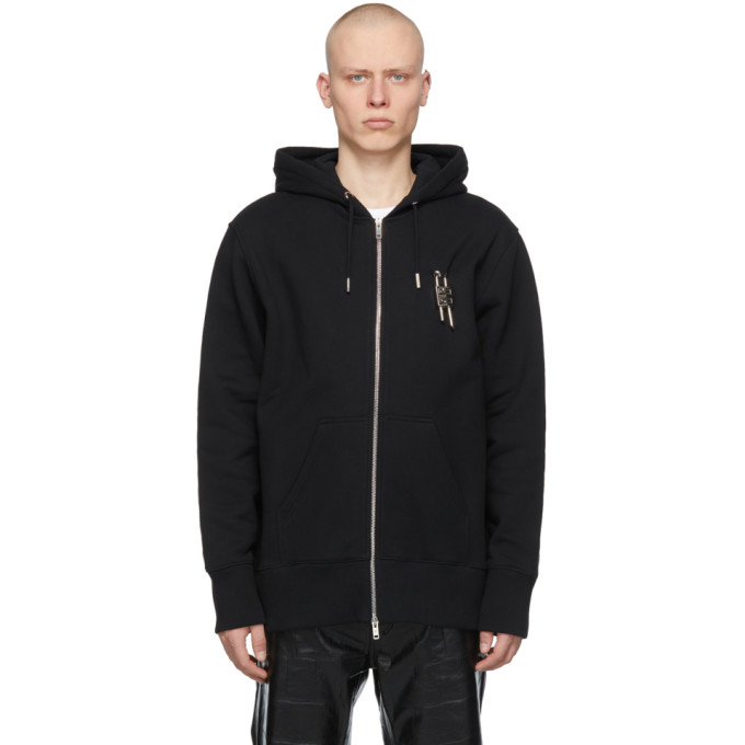 GIVENCHY BLACK PADLOCK ZIP-UP HOODIE