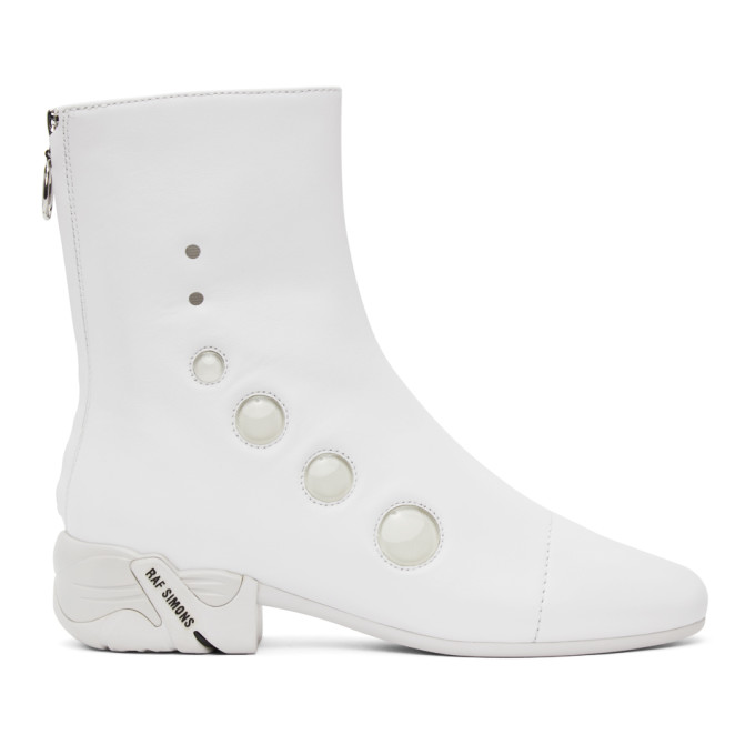 RAF SIMONS WHITE SOLARIS-21 HIGH ZIP-UP BOOTS