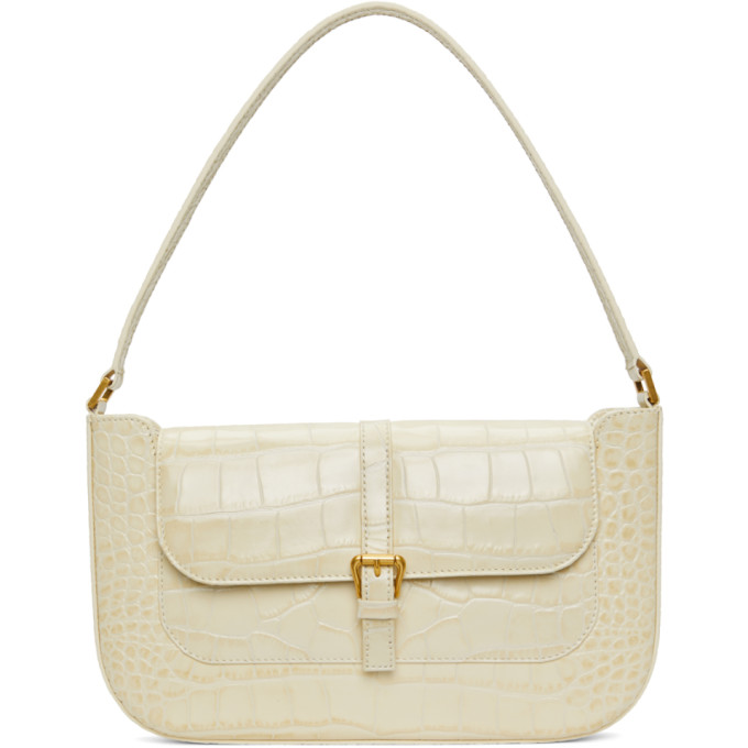 Click to view more detailed imagery on our partner's website By Far Miranda Crocodile-effect Leather Shoulder Bag In Beige