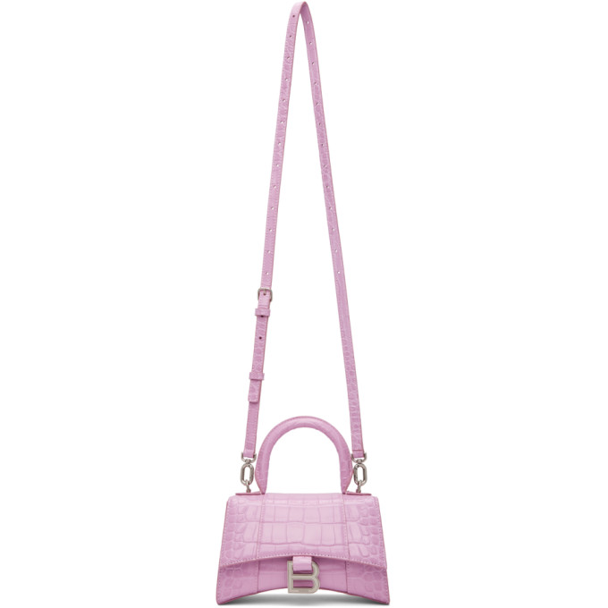 Hourglass XS CrocEffect Leather Tote  Pink by Balenciaga  SLOANE ST  PERTH WA