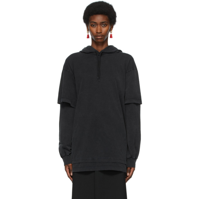 BALENCIAGA BLACK T-SHIRT HOODIE