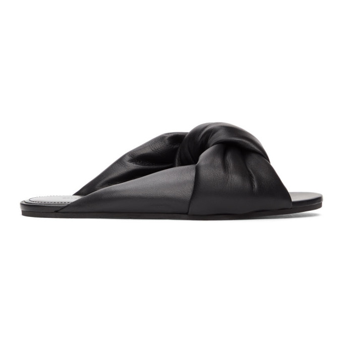 Click to view more detailed imagery on our partner's website Balenciaga Drapy Knotted Padded-leather Slides In 1000 Black