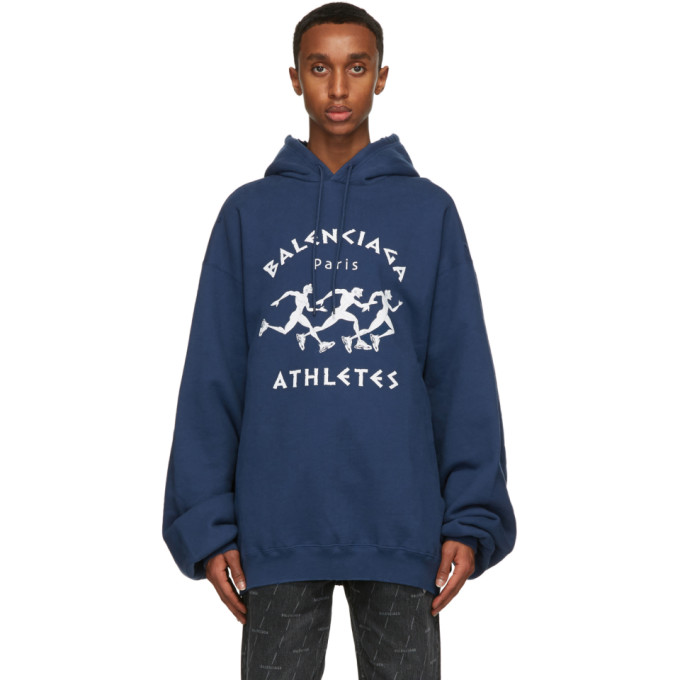 BALENCIAGA NAVY MARATHON SPORT HOODIE